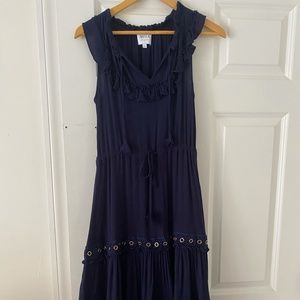 MISA Los Angeles Navy Blue Tiered Dress
